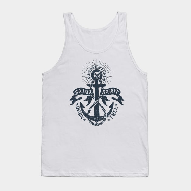 Marine logo, with anchor and heraldic ribbons Tank Top by Agor2012